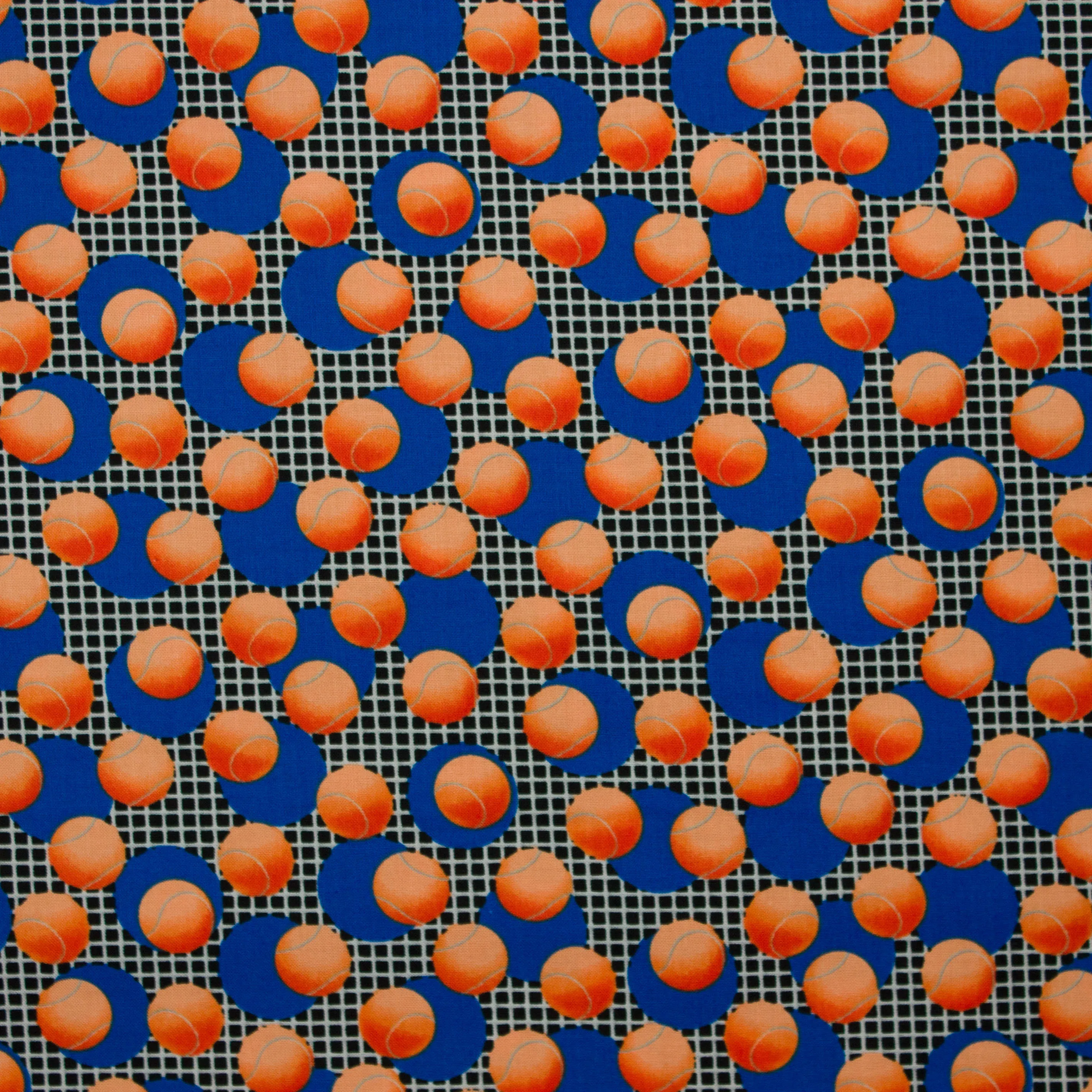 Katoen zwart met tennisballen
